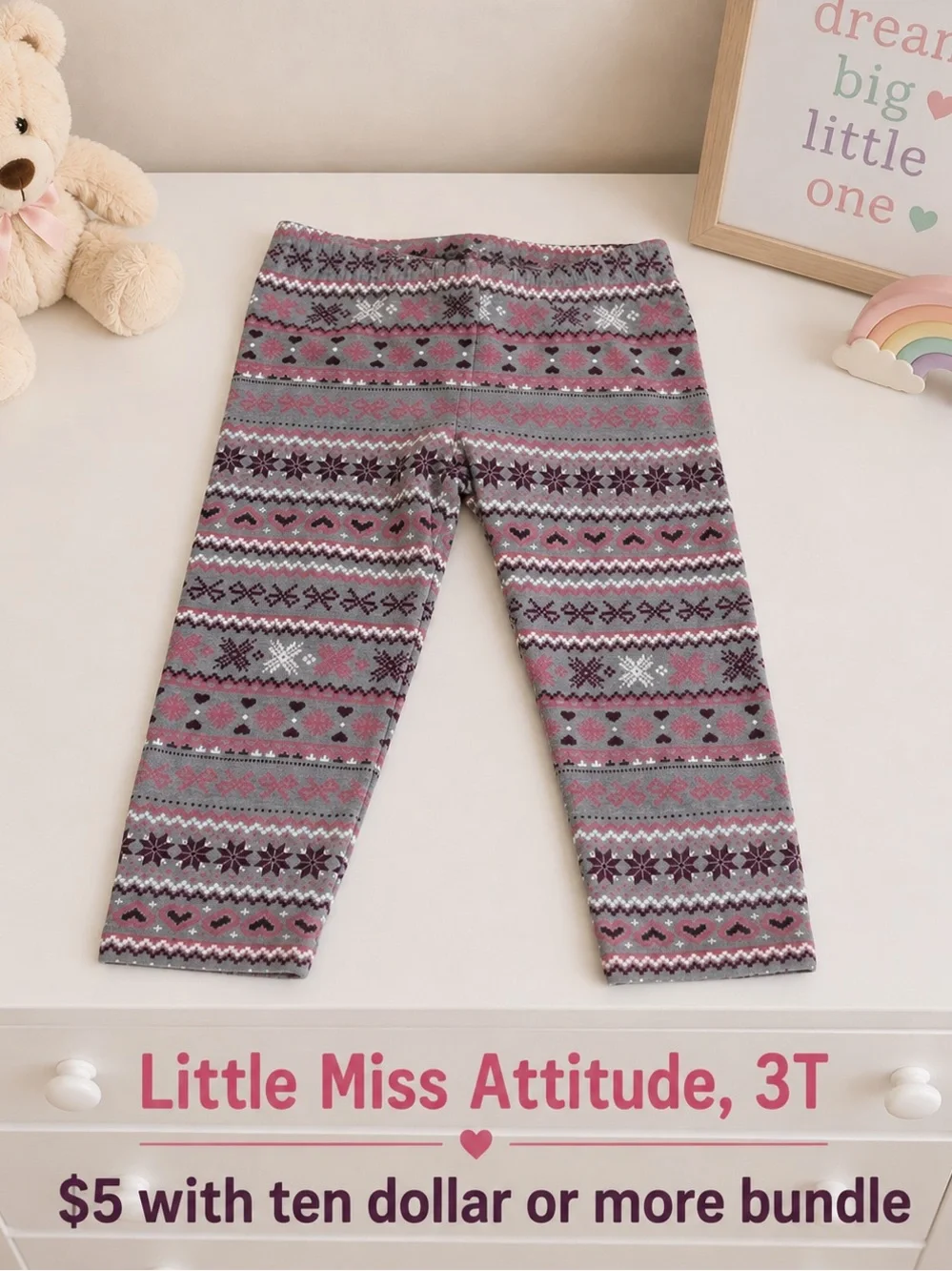 Little Miss Attitude- 3T Snowflake Pants